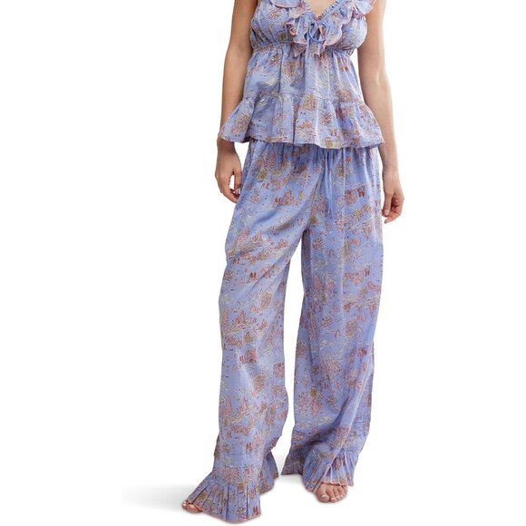 NWT Free People Womens Tangled Lights Printed Set, Cornflower Combo, Large - Picture 5 of 10